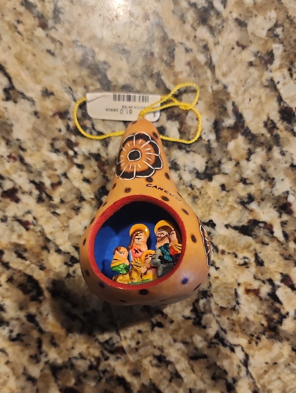 Hand-Painted Gourd Nativity Ornament - Bright Multi Mexico Cancun NWT